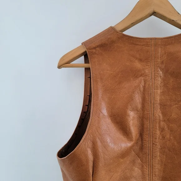 Brother Gambit Slick Vintage 70s Leather Vest Size Small Boho Western Southwest
